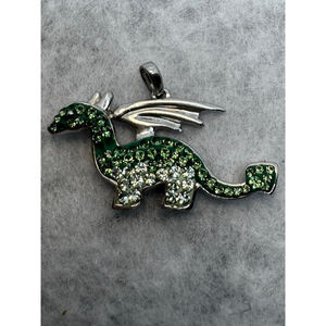 Sterling Silver Green Chrystal Dragon Charm